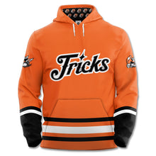 Load image into Gallery viewer, Danbury Hat Tricks Alternate Logo Orange Hockey Hoodie