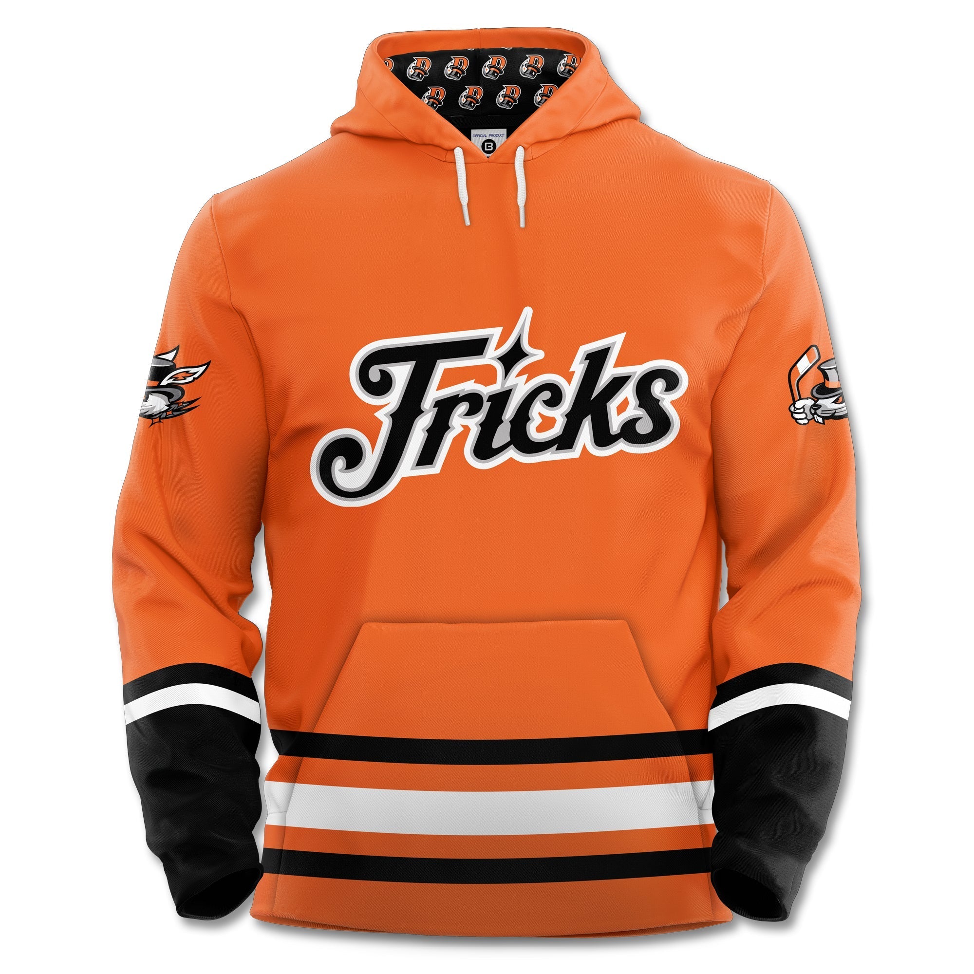 Danbury Hat Tricks Alternate Logo Orange Hockey Hoodie