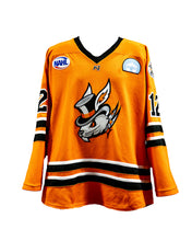 Load image into Gallery viewer, Orange Danbury NAHL Jerseys