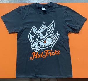 Danbury Hat Tricks -White/Orange Combo- Black T-Shirt