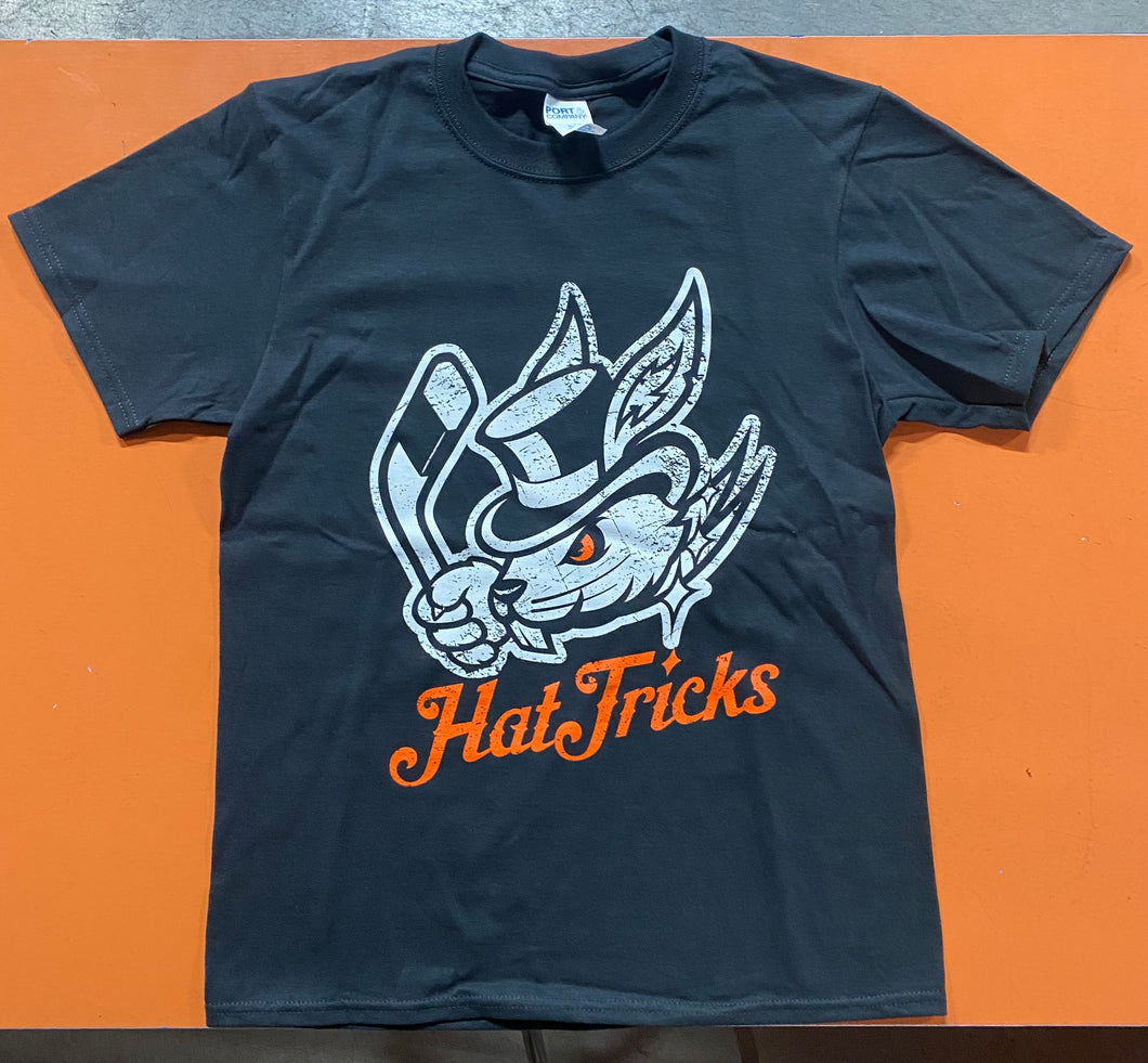 Danbury Hat Tricks -White/Orange Combo- Black T-Shirt